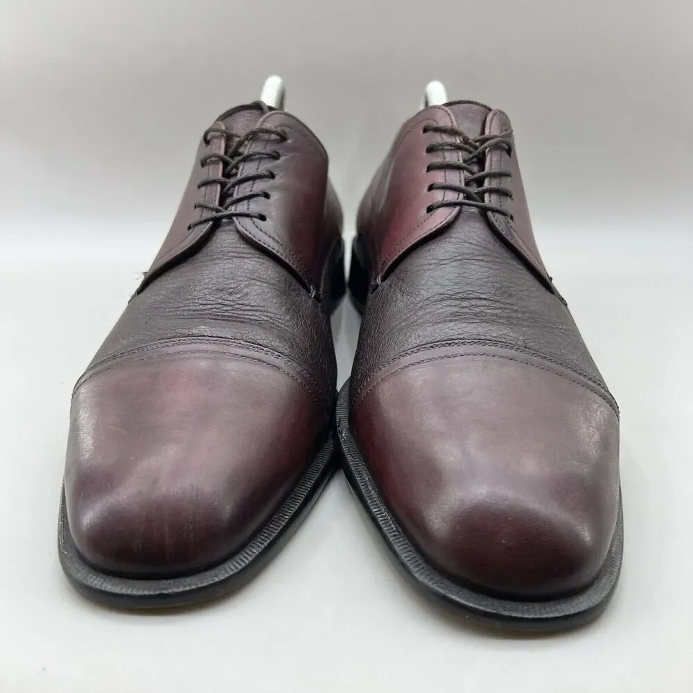 Paolo De Marco Alberta Shoes Men Size 9.5 M Burgundy Leather Cap Toe Low Oxford